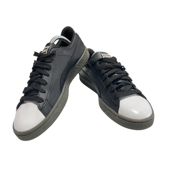 Puma Basket Toe Sneaker shoe lace up Black/white US size 10 - Picture 11 of 13